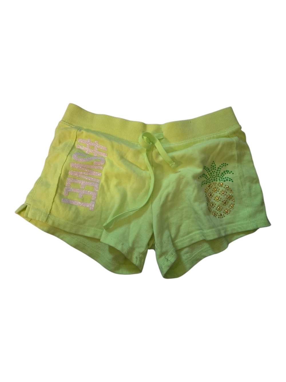 Justice Neon Lime Pineapple Rhinestone Girls' Shorts - Lime